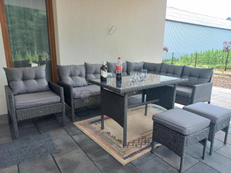 Narożne meble ogrodowe z fotelem technorattan Perata Corner – Anthracite