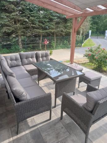 Narożne meble ogrodowe z fotelem technorattan Perata Corner – Anthracite