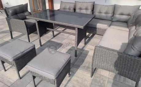 Narożne meble ogrodowe z fotelem technorattan Perata Corner – Anthracite