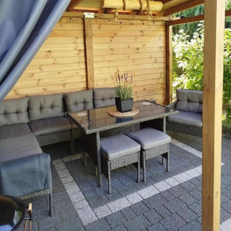 Narożne meble ogrodowe z fotelem technorattan Perata Corner – Anthracite