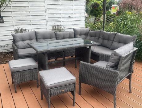 Narożne meble ogrodowe z fotelem technorattan Perata Corner – Anthracite