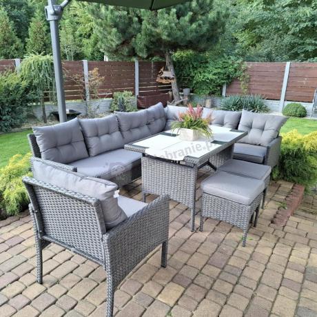 Narożne meble ogrodowe z fotelem technorattan Perata Corner – Anthracite