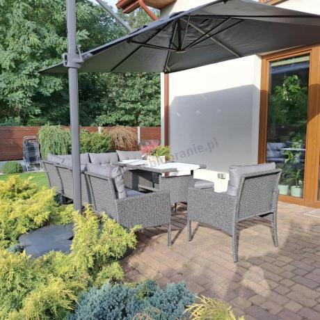 Narożne meble ogrodowe z fotelem technorattan Perata Corner – Anthracite