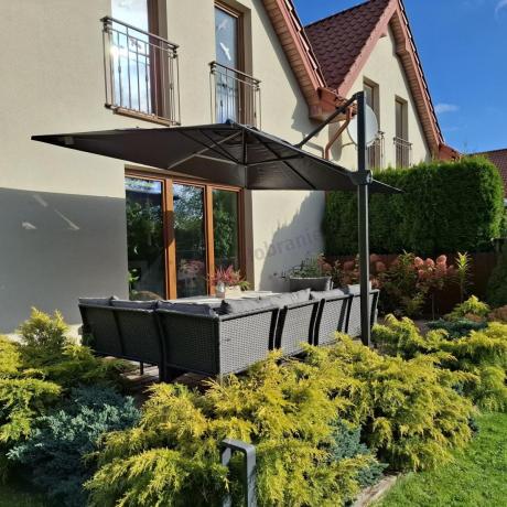 Narożne meble ogrodowe z fotelem technorattan Perata Corner – Anthracite