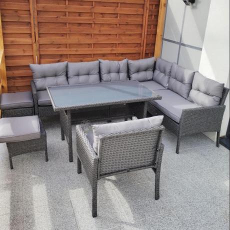 Narożne meble ogrodowe z fotelem technorattan Perata Corner – Anthracite