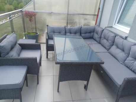 Narożne meble ogrodowe z fotelem technorattan Perata Corner – Anthracite