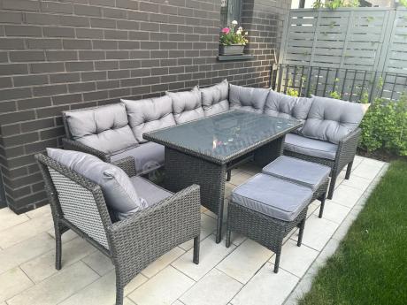 Narożne meble ogrodowe z fotelem technorattan Perata Corner – Anthracite