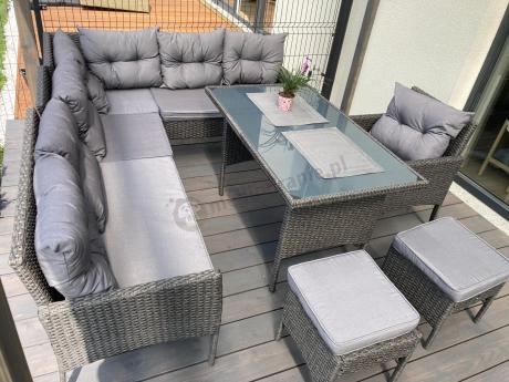 Narożne meble ogrodowe z fotelem technorattan Perata Corner – Anthracite