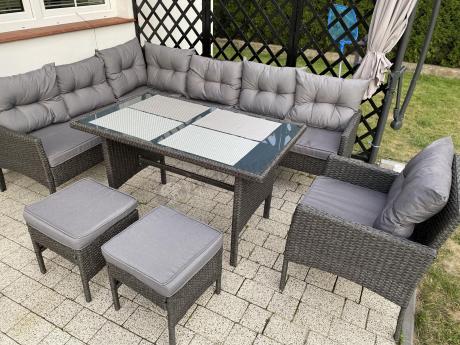 Narożne meble ogrodowe z fotelem technorattan Perata Corner – Anthracite