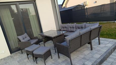 Narożne meble ogrodowe z fotelem technorattan Perata Corner – Anthracite