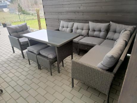 Narożne meble ogrodowe z fotelem technorattan Perata Corner – Anthracite