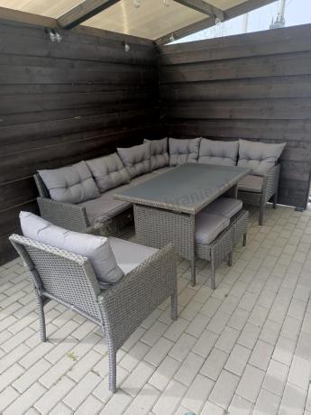 Narożne meble ogrodowe z fotelem technorattan Perata Corner – Anthracite