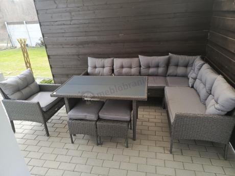 Narożne meble ogrodowe z fotelem technorattan Perata Corner – Anthracite