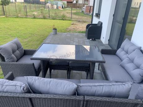 Narożne meble ogrodowe z fotelem technorattan Perata Corner – Anthracite