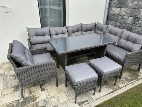 Narożne meble ogrodowe z fotelem technorattan Perata Corner – Anthracite