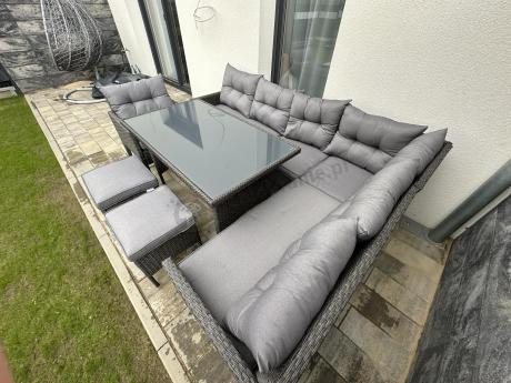 Narożne meble ogrodowe z fotelem technorattan Perata Corner – Anthracite