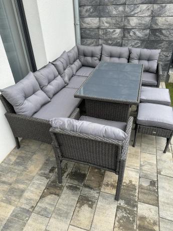 Narożne meble ogrodowe z fotelem technorattan Perata Corner – Anthracite