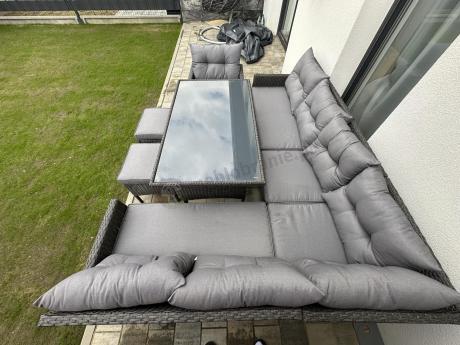 Narożne meble ogrodowe z fotelem technorattan Perata Corner – Anthracite