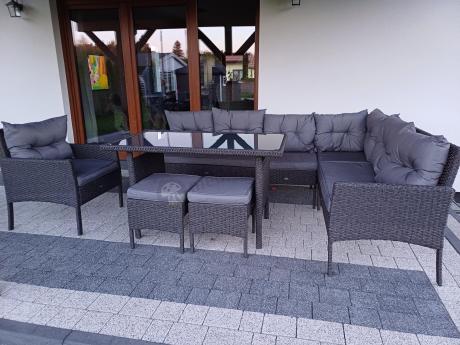 Narożne meble ogrodowe z fotelem technorattan Perata Corner – Anthracite