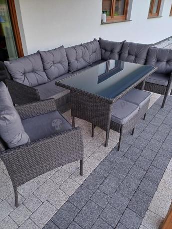 Narożne meble ogrodowe z fotelem technorattan Perata Corner – Anthracite