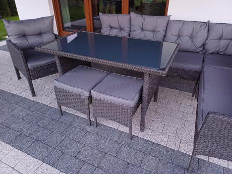 Narożne meble ogrodowe z fotelem technorattan Perata Corner – Anthracite