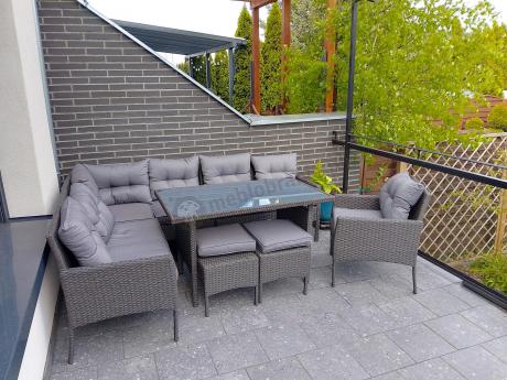 Narożne meble ogrodowe z fotelem technorattan Perata Corner – Anthracite