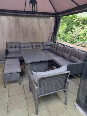 Narożne meble ogrodowe z fotelem technorattan Perata Corner – Anthracite