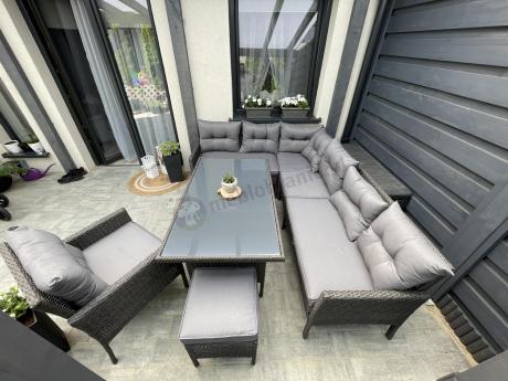 Narożne meble ogrodowe z fotelem technorattan Perata Corner – Anthracite