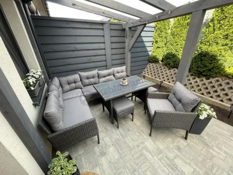 Narożne meble ogrodowe z fotelem technorattan Perata Corner – Anthracite