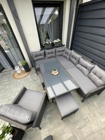 Narożne meble ogrodowe z fotelem technorattan Perata Corner – Anthracite