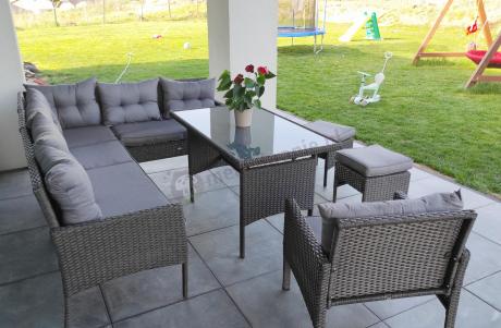 Narożne meble ogrodowe z fotelem technorattan Perata Corner – Anthracite