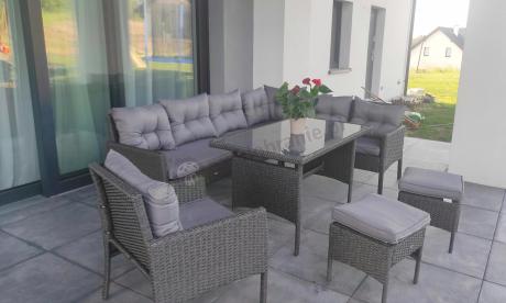 Narożne meble ogrodowe z fotelem technorattan Perata Corner – Anthracite