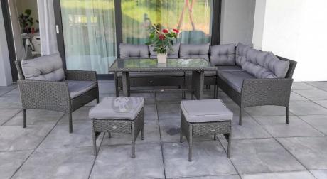 Narożne meble ogrodowe z fotelem technorattan Perata Corner – Anthracite