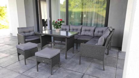 Narożne meble ogrodowe z fotelem technorattan Perata Corner – Anthracite