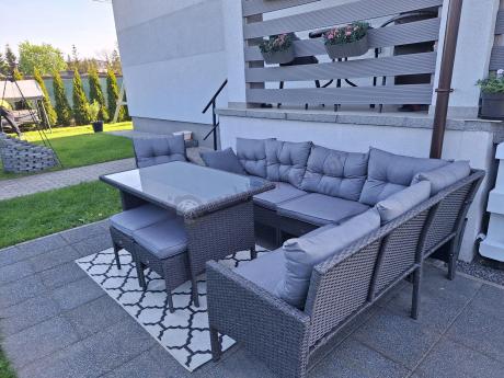 Narożne meble ogrodowe z fotelem technorattan Perata Corner – Anthracite