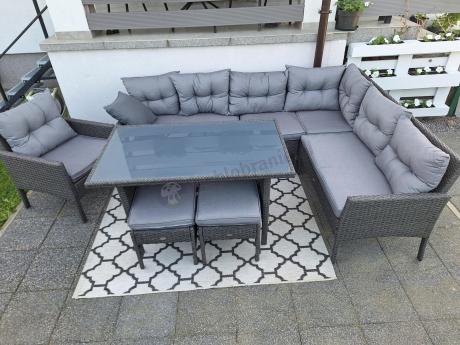 Narożne meble ogrodowe z fotelem technorattan Perata Corner – Anthracite