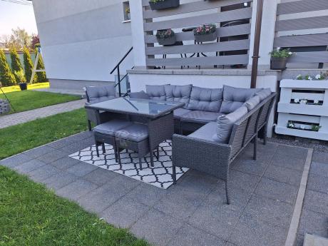 Narożne meble ogrodowe z fotelem technorattan Perata Corner – Anthracite