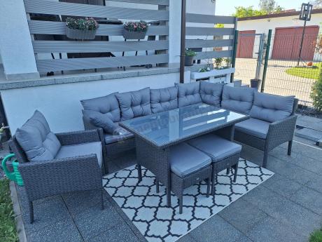 Narożne meble ogrodowe z fotelem technorattan Perata Corner – Anthracite