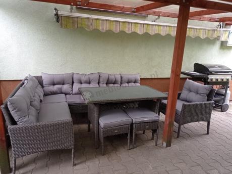 Narożne meble ogrodowe z fotelem technorattan Perata Corner – Anthracite