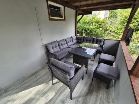 Narożne meble ogrodowe z fotelem technorattan Perata Corner – Anthracite