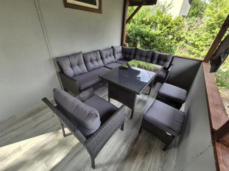 Narożne meble ogrodowe z fotelem technorattan Perata Corner – Anthracite