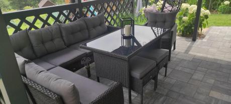 Narożne meble ogrodowe z fotelem technorattan Perata Corner – Anthracite