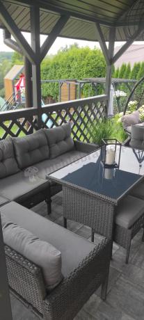 Narożne meble ogrodowe z fotelem technorattan Perata Corner – Anthracite