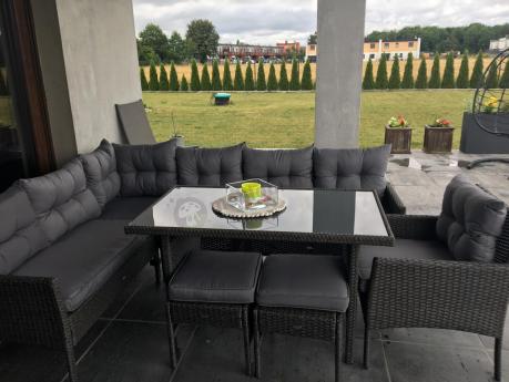 Narożne meble ogrodowe z fotelem technorattan Perata Corner – Anthracite