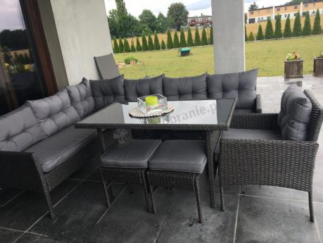 Narożne meble ogrodowe z fotelem technorattan Perata Corner – Anthracite