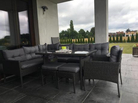 Narożne meble ogrodowe z fotelem technorattan Perata Corner – Anthracite