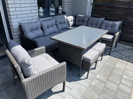 Narożne meble ogrodowe z fotelem technorattan Perata Corner – Anthracite