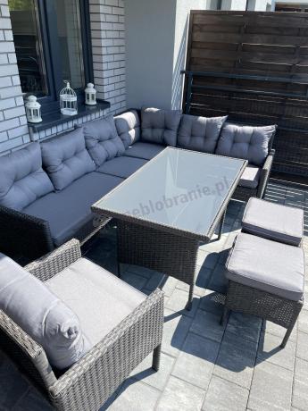 Narożne meble ogrodowe z fotelem technorattan Perata Corner – Anthracite