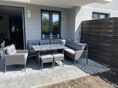 Narożne meble ogrodowe z fotelem technorattan Perata Corner – Anthracite