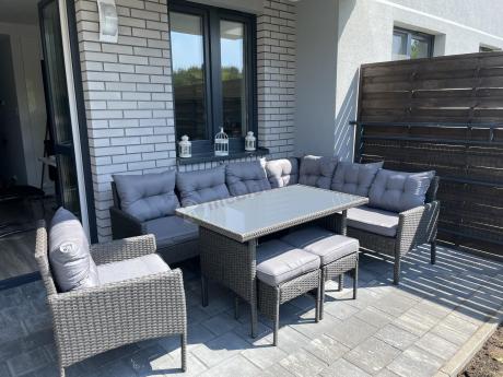 Narożne meble ogrodowe z fotelem technorattan Perata Corner – Anthracite